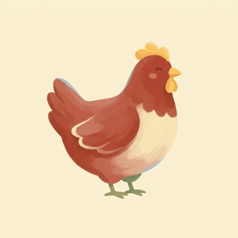 Illustrated brown hen, the EggBasket mascot
